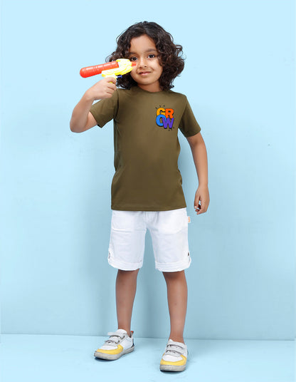 Nusyl Grow Printed Olive Colour T-shirts