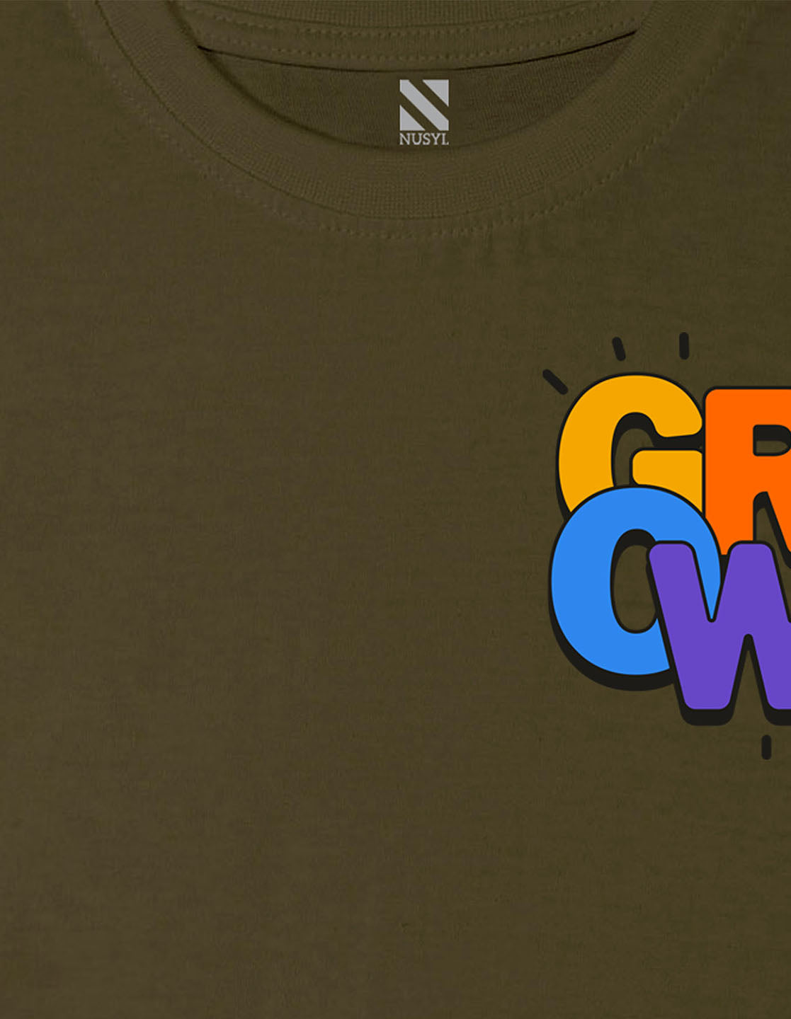 Nusyl Grow Printed Olive Colour T-shirts