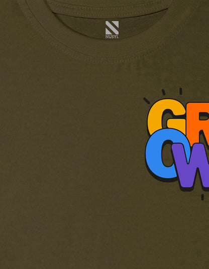 Nusyl Grow Printed Olive Colour T-shirts