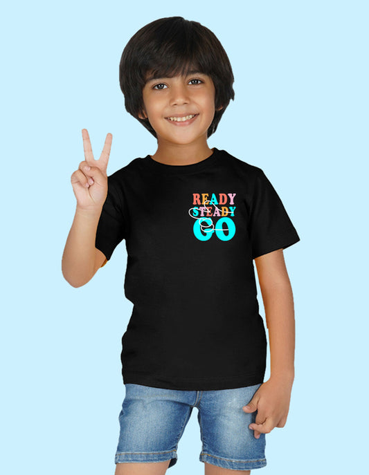 Nusyl Boys Black Ready steady go Printed t-shirt