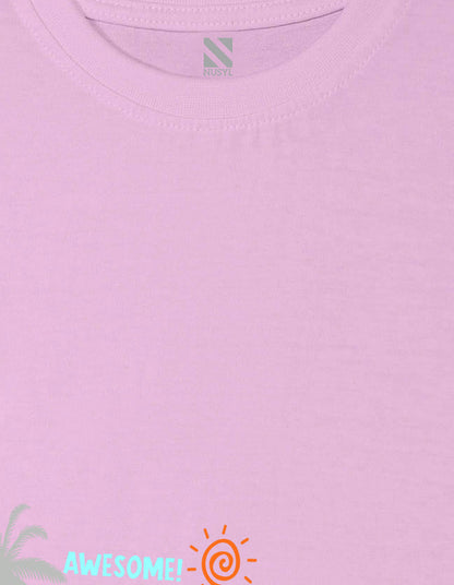 Nusyl Ride the wave Printed Light Pink Colour T-shirts