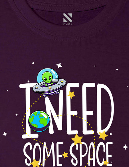 Nusyl Space Printed Wine Colour T-shirts