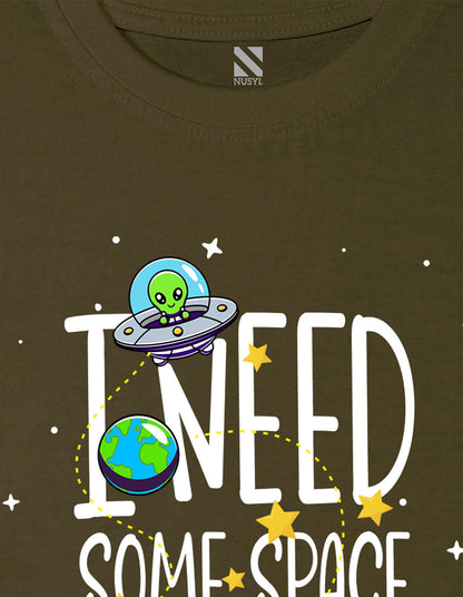Nusyl Space Printed Olive Colour T-shirts