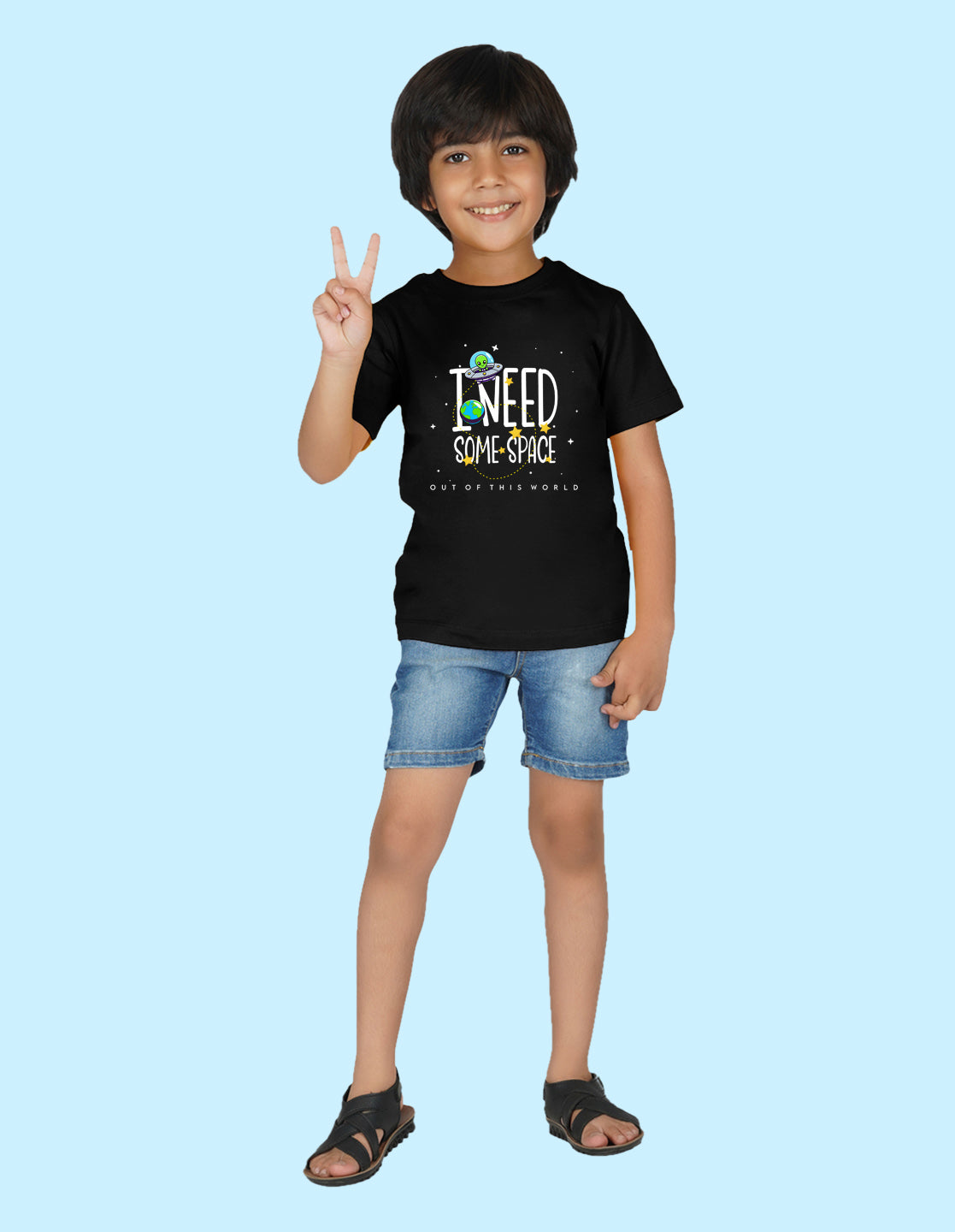 Nusyl Boys Black Space Printed t-shirt