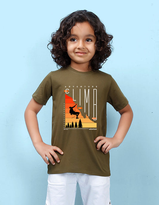 Nusyl Climb Printed Olive Colour T-shirts