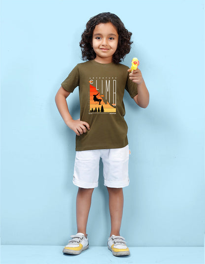 Nusyl Climb Printed Olive Colour T-shirts