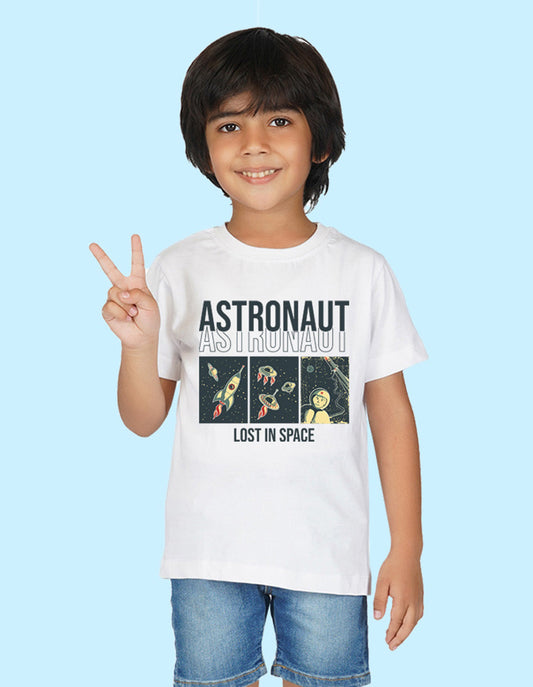 Nusyl Boys White Text Printed t-shirt