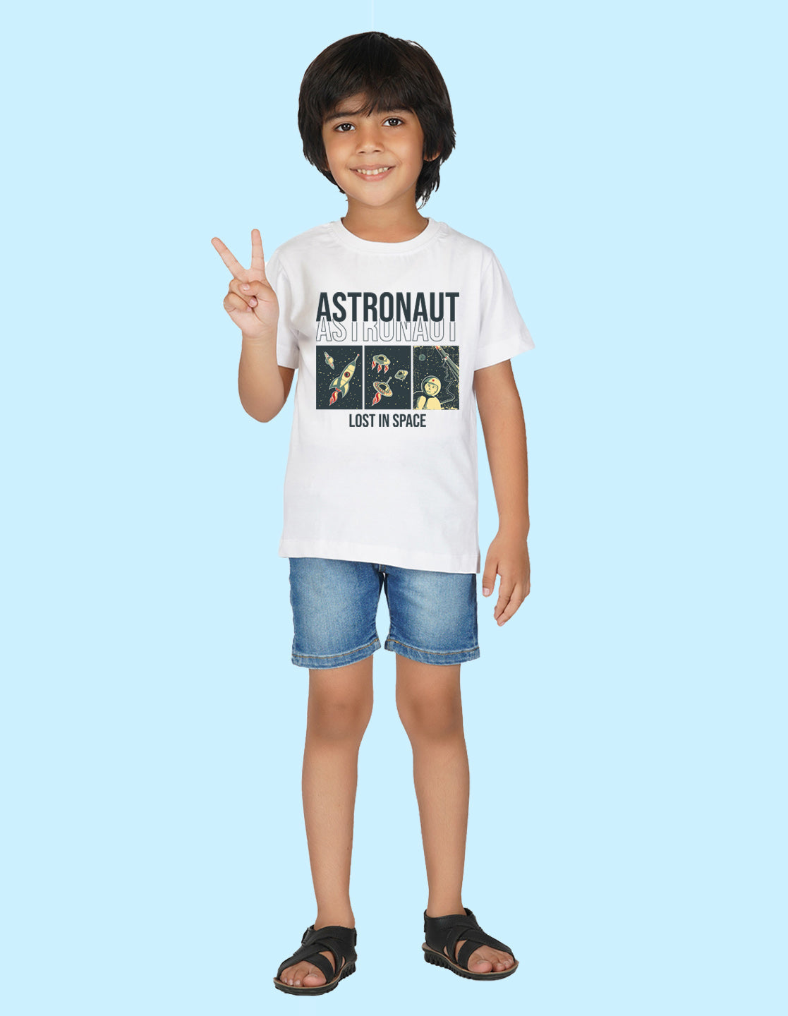 Nusyl Boys White Text Printed t-shirt