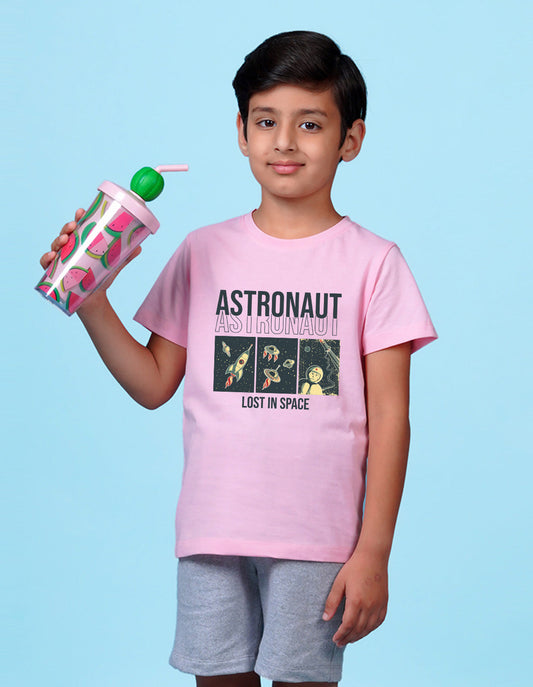 Nusyl Text Printed Light Pink Colour T-shirts