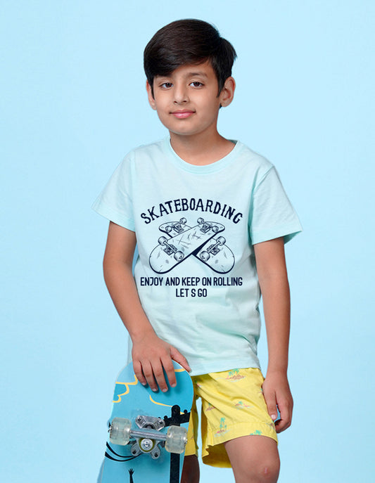 Nusyl Skateboarding Printed Powder Blue Colour T-shirts