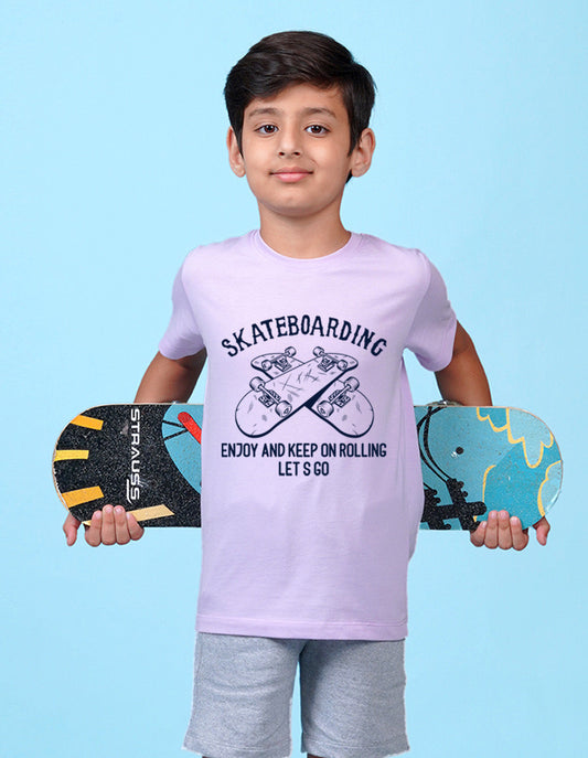 Nusyl Skateboarding Printed Lilac Colour T-shirts