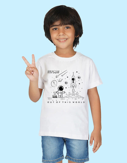 Nusyl Boys White Space Printed t-shirt