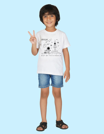 Nusyl Boys White Space Printed t-shirt