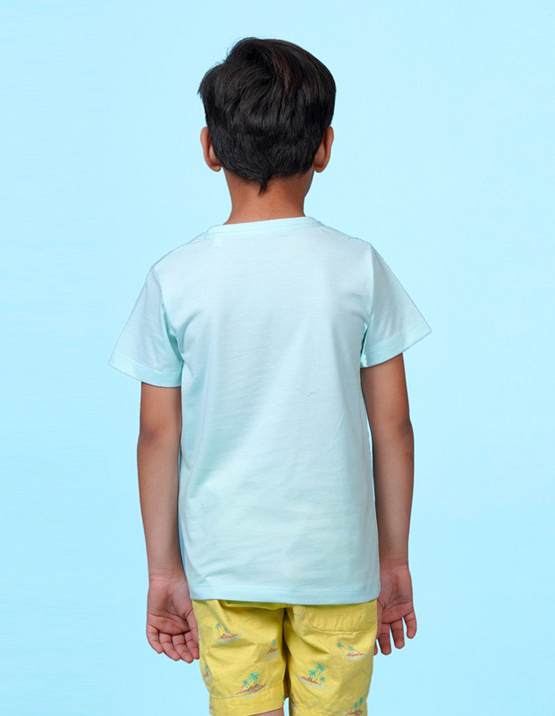 Nusyl Space Printed Powder Blue Colour T-shirts