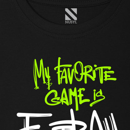 Nusyl Football Black Biowashed Cotton Half  T-shirt T-shirt