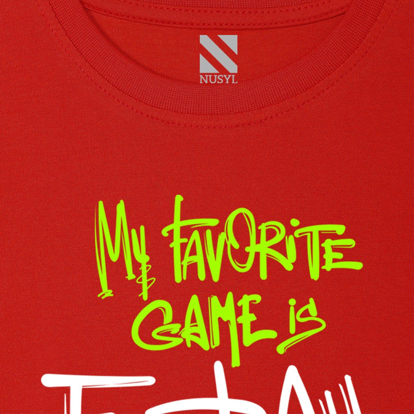 Nusyl Football Red Biowashed Cotton Half  T-shirt T-shirt