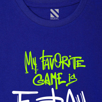 Nusyl Football Royal blue Biowashed Cotton Half  T-shirt