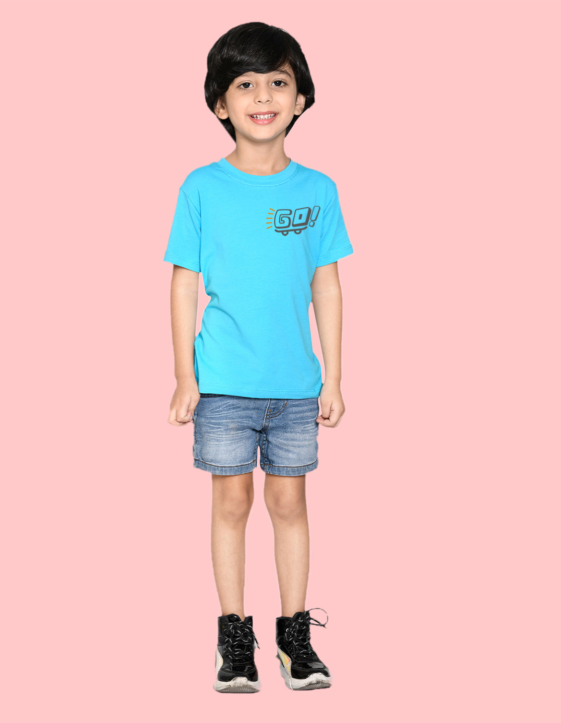 Nusyl Have a good time text printed Sky blue Biowashed Cotton Half  T-shirt