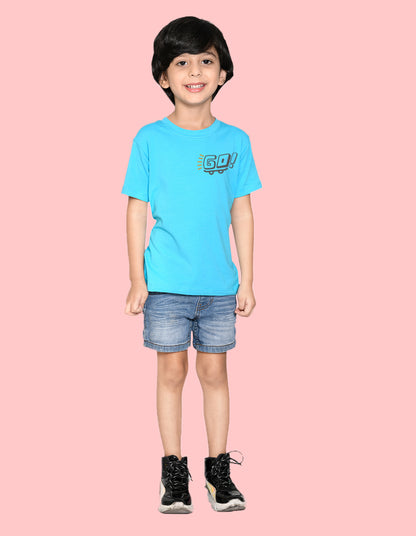 Nusyl Have a good time text printed Sky blue Biowashed Cotton Half  T-shirt