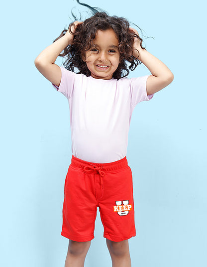 Nusyl Keep it up Printed Red Boys Shorts