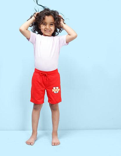 Nusyl Keep it up Printed Red Boys Shorts