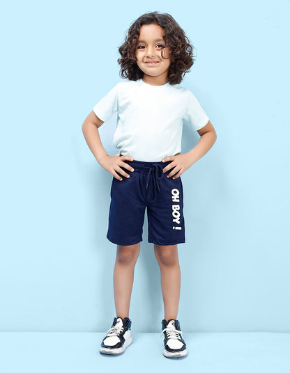 Nusyl Oh Boy Printed Navy Blue Boys Shorts