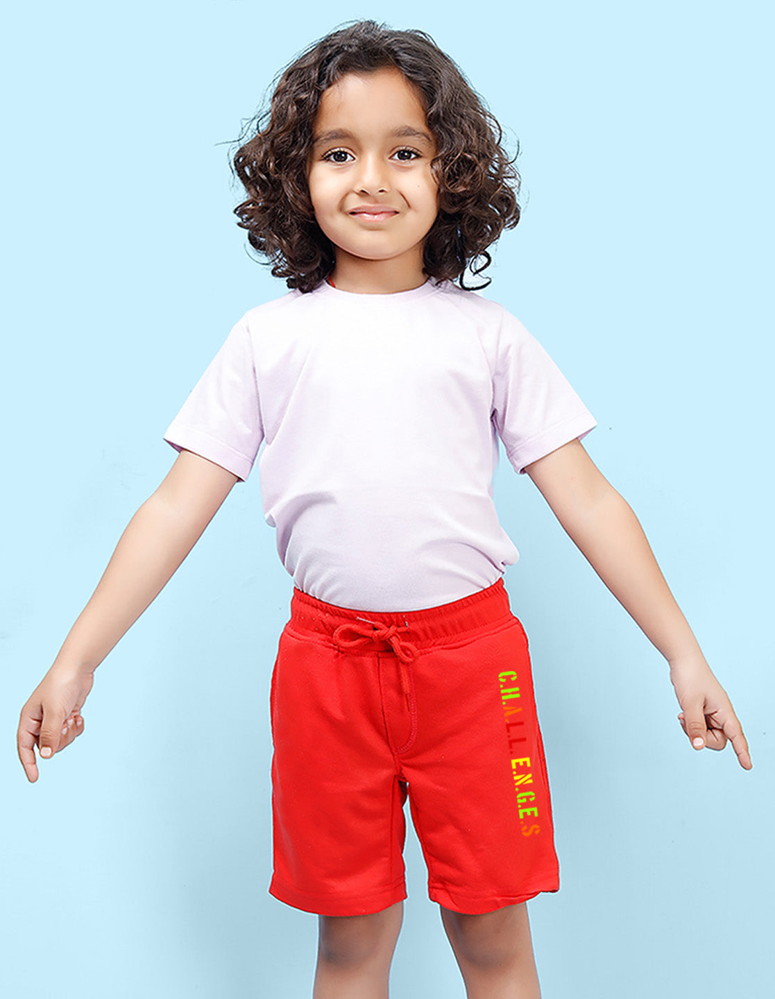 Nusyl Chall enges Printed Red Boys Shorts