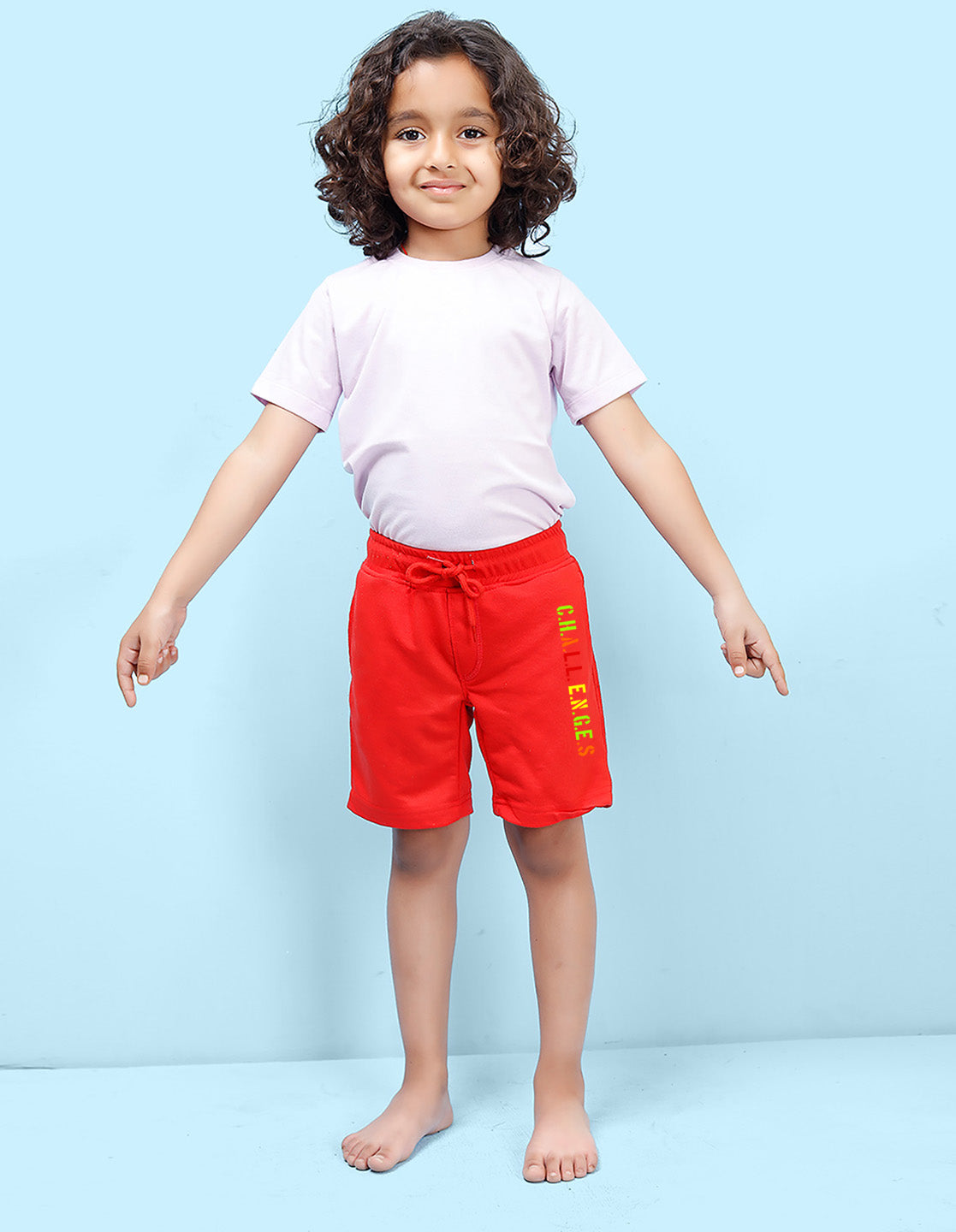 Nusyl Chall enges Printed Red Boys Shorts