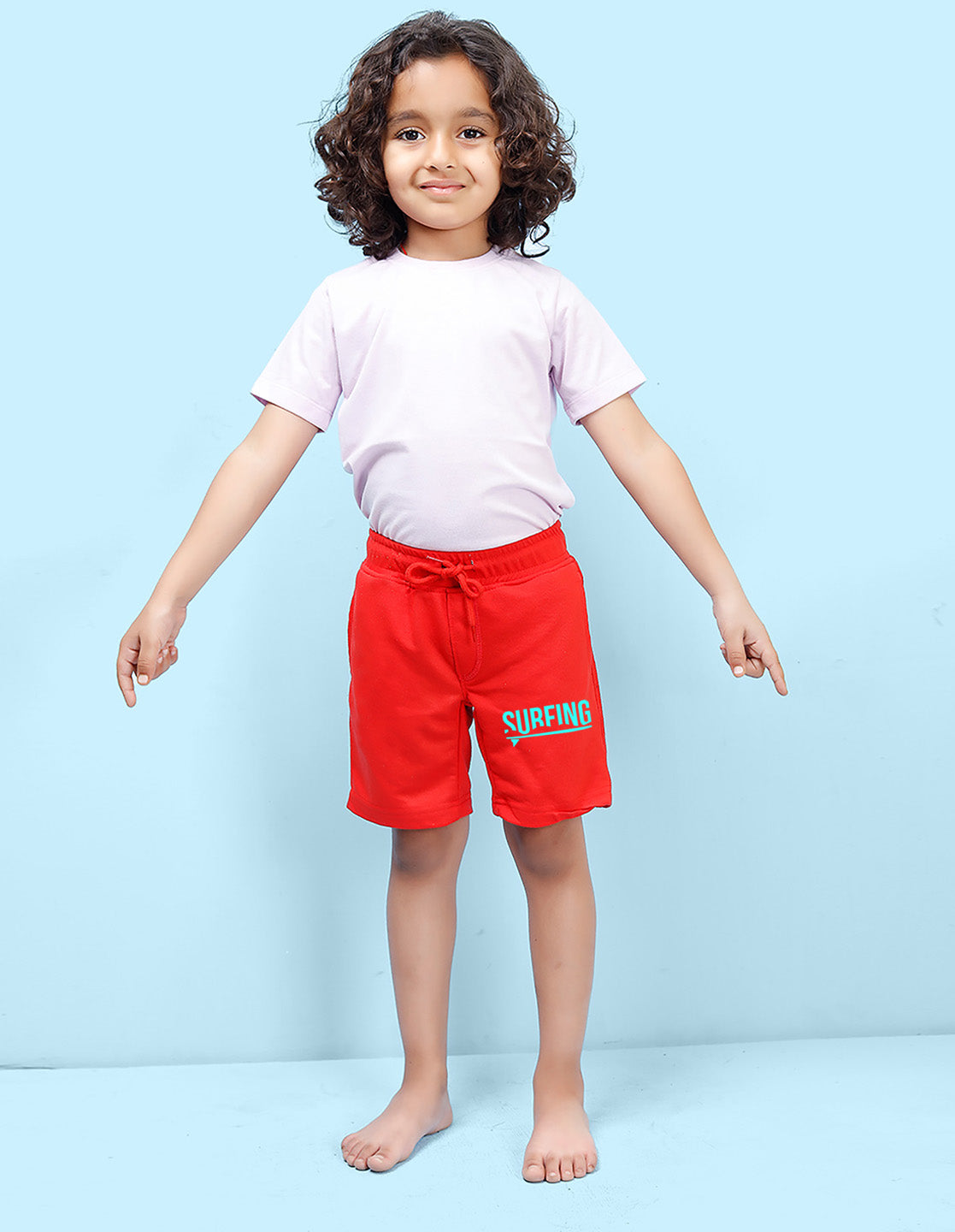 Nusyl Surfing Printed Red Boys Shorts