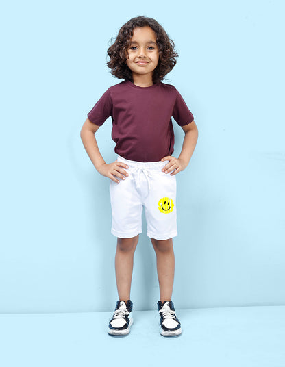 Nusyl Smile Printed White Boys Shorts