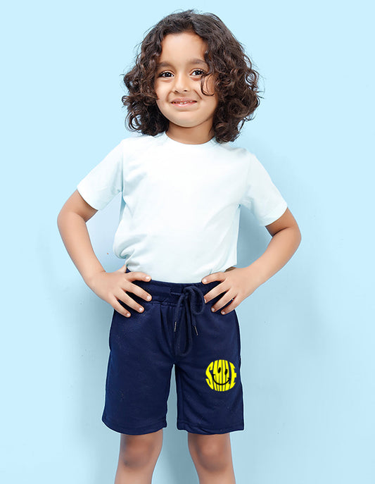 Nusyl Smile Printed Navy Blue Boys Shorts