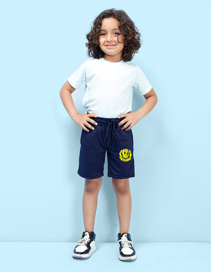 Nusyl Smile Printed Navy Blue Boys Shorts