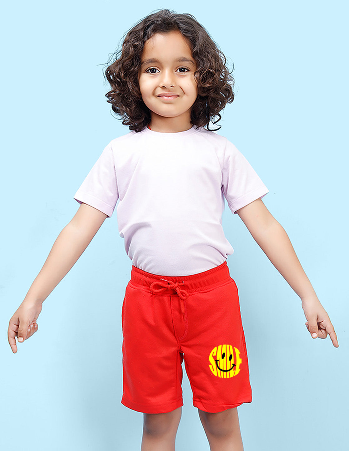 Nusyl Smile Printed Red Boys Shorts