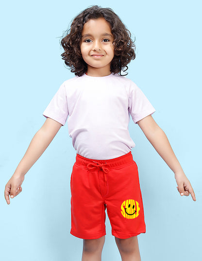 Nusyl Smile Printed Red Boys Shorts
