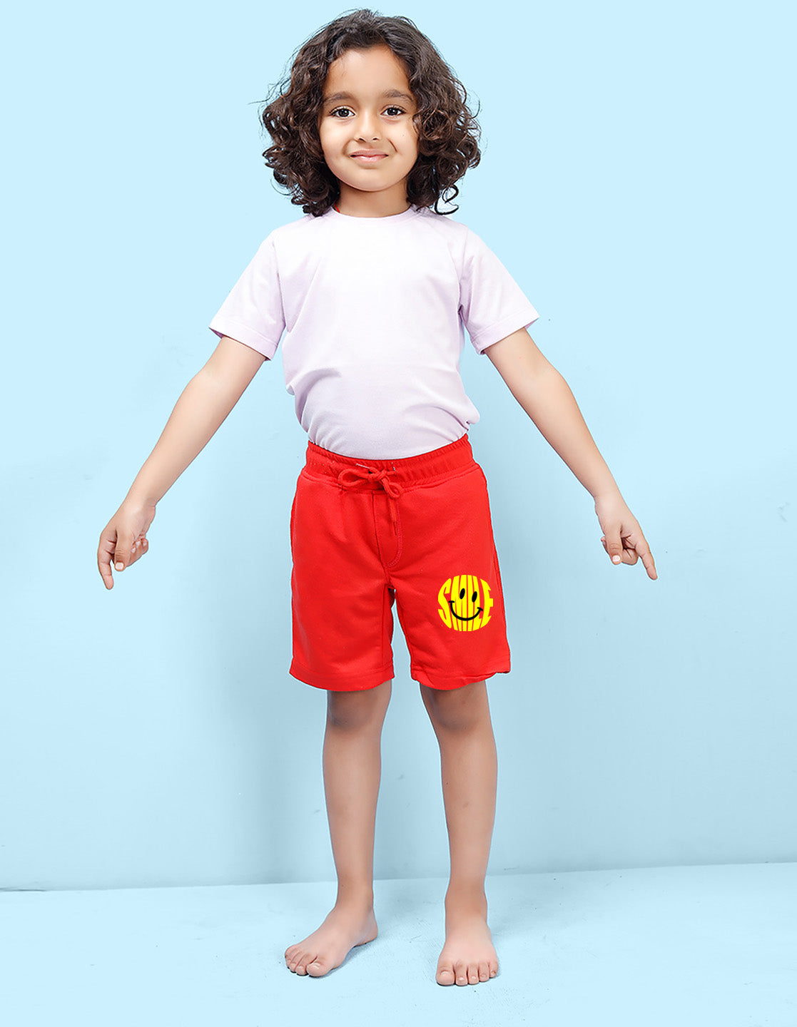 Nusyl Smile Printed Red Boys Shorts