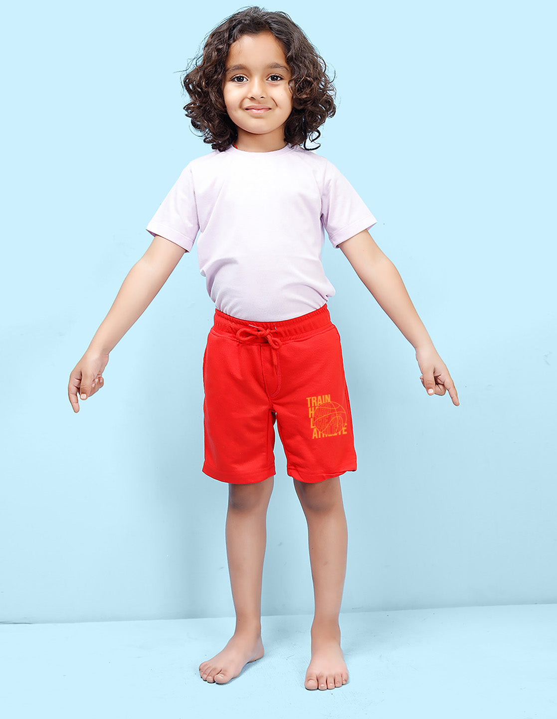 Nusyl Basketball Printed Red Boys Shorts