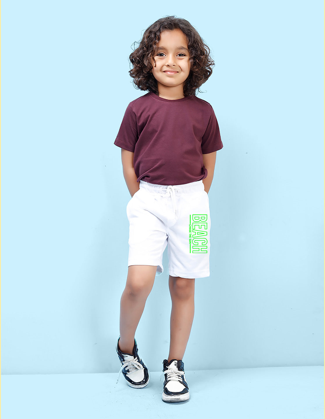 Nusyl Beach Printed White Boys Shorts