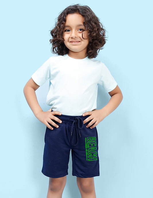 Nusyl Beach Printed Navy Blue Boys Shorts
