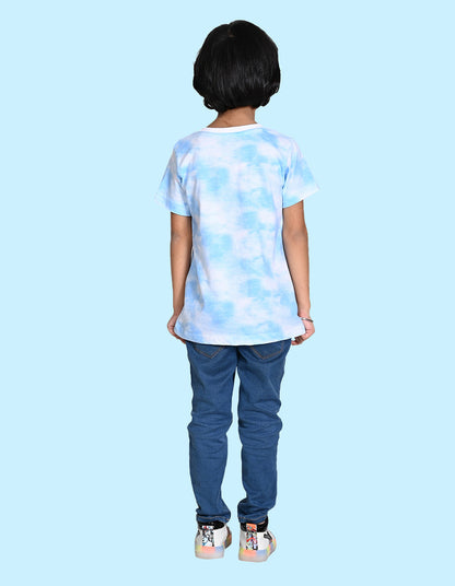 Nusyl solid cloudy blue boys tie & dye cotton rich T-shirt