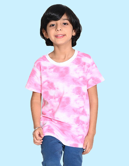 Nusyl solid pink boys tie & dye cotton rich T-shirt
