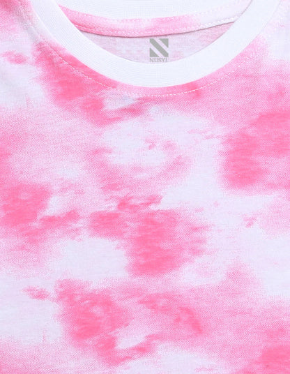 Nusyl solid pink boys tie & dye cotton rich T-shirt