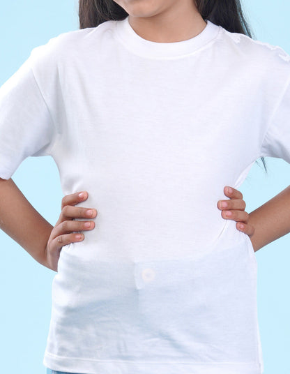Nusyl Girls Solid White Oversized T-shirt