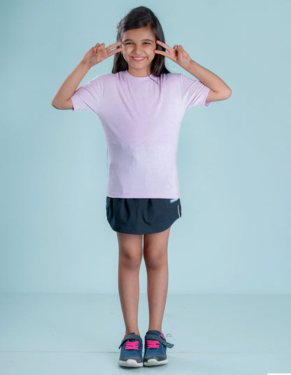 Nusyl Girls Solid Lilac Oversized T-shirt