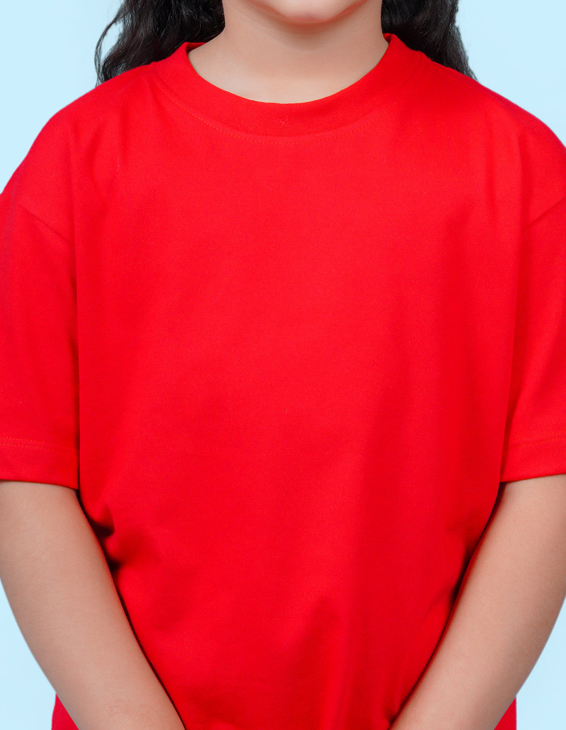 Nusyl Girls Solid Red Oversized T-shirt