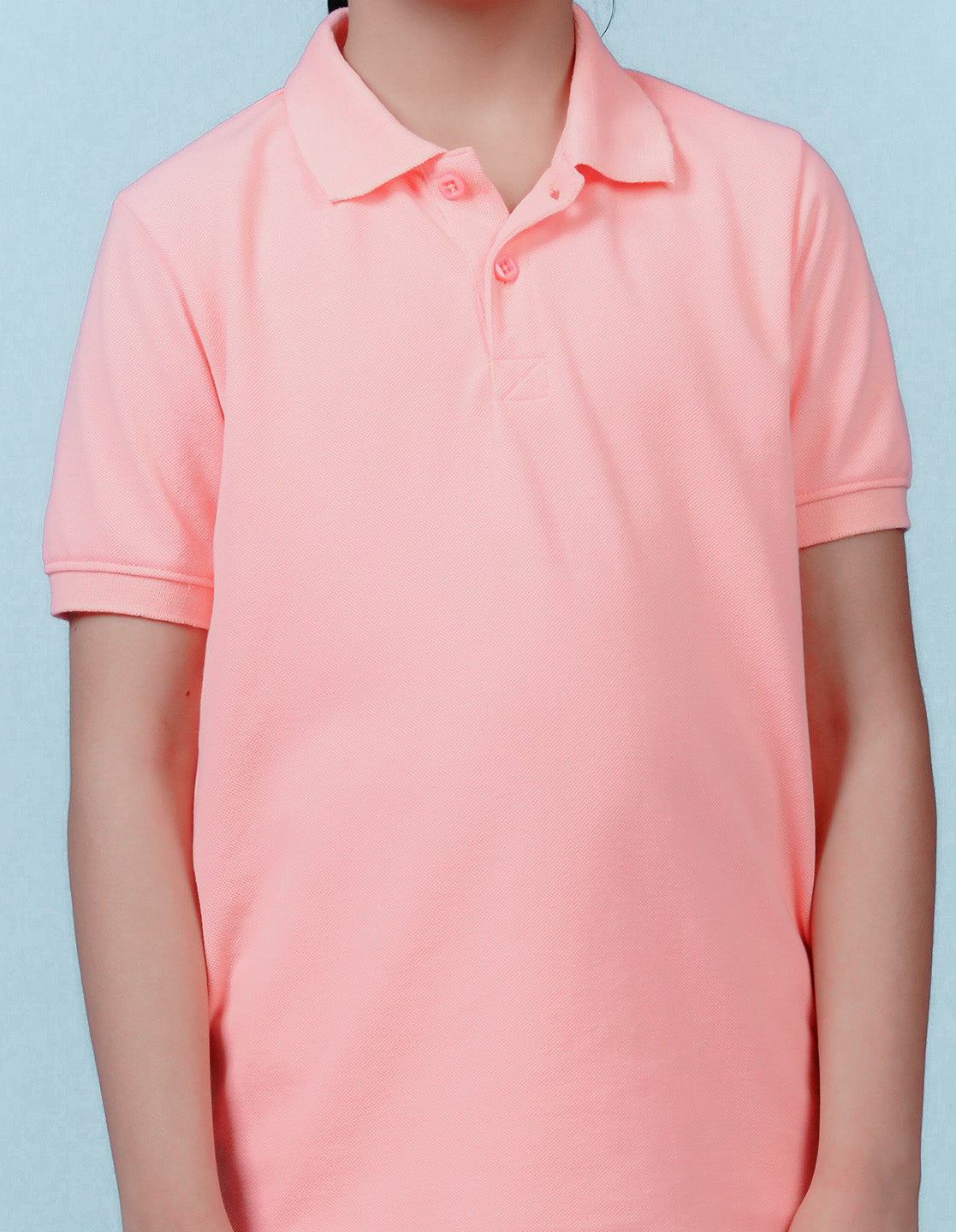 Nusyl Solid Peach Girls polo t-shirt