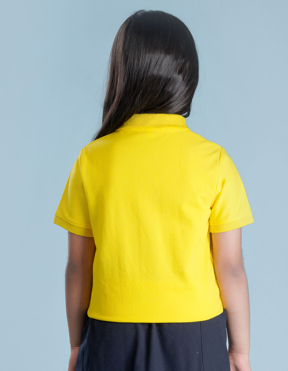Nusyl Solid Bright yellow Girls polo t-shirt