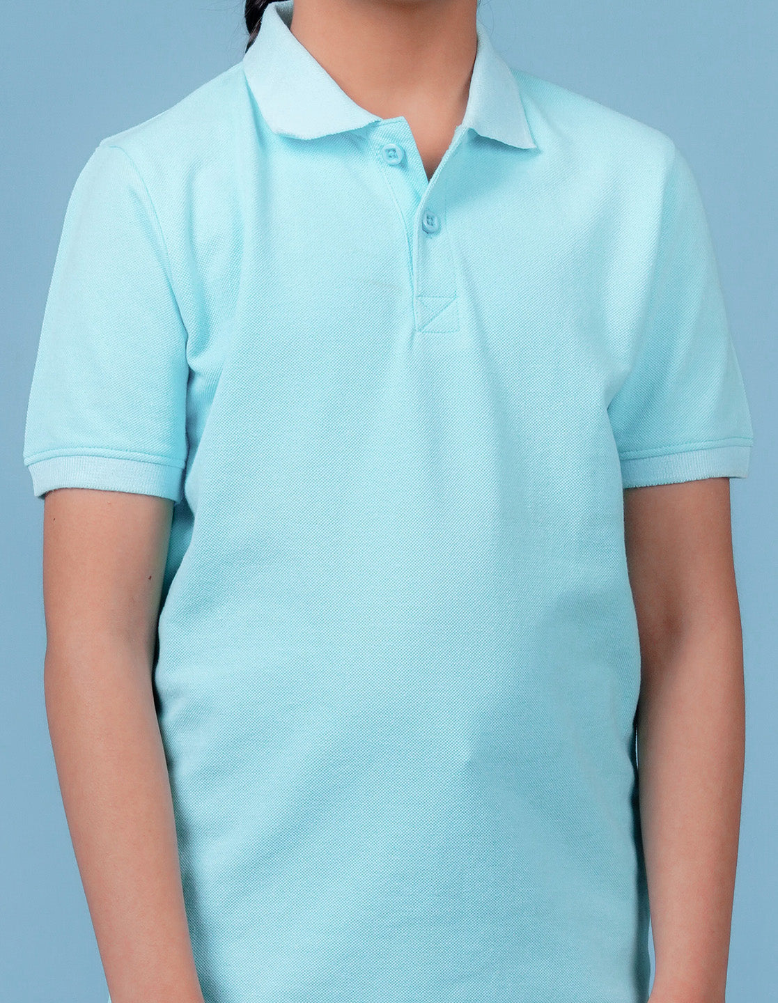 Nusyl Solid Light Blue Girls polo t-shirt