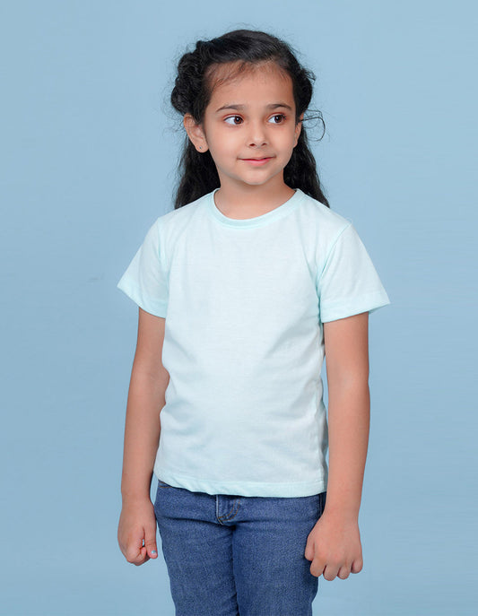 Nusyl Girls Solid Powder Blue t-shirts