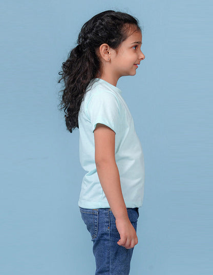 Nusyl Girls Solid Powder Blue t-shirts