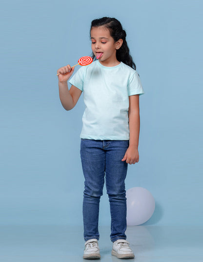 Nusyl Girls Solid Powder Blue t-shirts